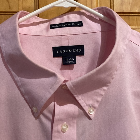 Men’s Land’s End Long Sleeve Button Down Shirt, Pink, Sz 19-38 Big/Tall - Picture 3 of 8